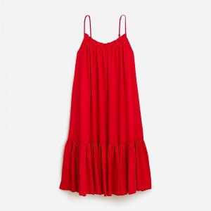 Women's J.Crew Ruffle beach airy gauze Dress Venetian Red USA OCJMQUL54