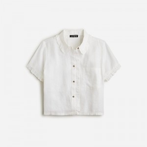 Women's J.Crew Ruffle-trim button-up Shirts White USA JICPYAR50