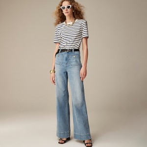 Women's J.Crew Sailor denim Trouser Blue River Wash USA RDJXEBT28