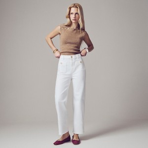 Women's J.Crew Sailor slim wide-leg Jeans White Denim USA VMNAZLQ13