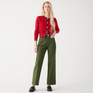 Women's J.Crew Sailor slim wide-leg chino Pants Distressed Fatigue USA KPWLGBF63