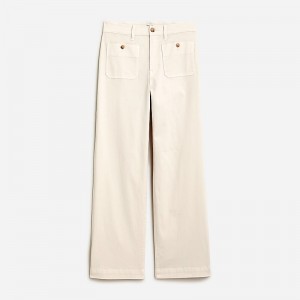 Women's J.Crew Sailor slim wide-leg chino Pants Natural USA BXANQUM31