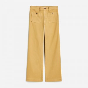 Women's J.Crew Sailor slim wide-leg chino Pants Honey Brown USA YMVTUFA89