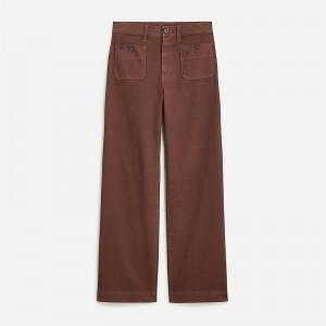 Women's J.Crew Sailor slim wide-leg chino Pants Dark Bark USA HAZPMLF78