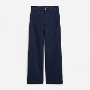 Women's J.Crew Sailor slim wide-leg chino Pants Navy USA TKDYFXQ59