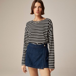 Women's J.Crew Saint James® X J.Crew structured T-shirts Tilly Stripe Black Natu USA BSUAHEW87