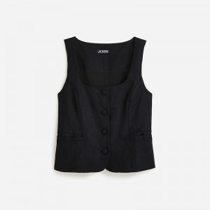 Women's J.Crew Scoopneck Vest Black USA CHYZLMN51