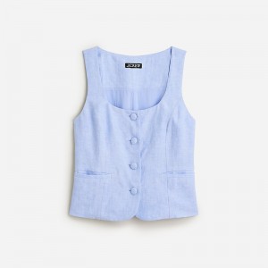 Women's J.Crew Scoopneck Vest Blue USA QVBWHDA59