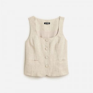 Women's J.Crew Scoopneck Vest Flax USA HMRXWAU36