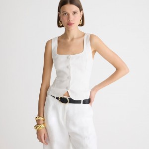 Women's J.Crew Scoopneck Vest White USA OKNDPQE18