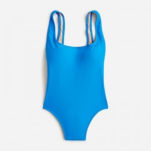 Women's J.Crew Scoopneck one-piece Swimsuit Bondi Blue USA XPFMWHZ67