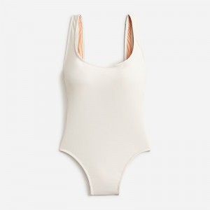 Women's J.Crew Scoopneck one-piece Swimsuit Natural USA JNDIERU54