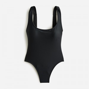 Women's J.Crew Scoopneck one-piece Swimsuit Black USA OTWPAUJ93