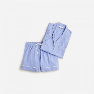 Women's J.Crew Short-sleeve pajama short set dreamy cotton blend Pajamas French Blue USA OLUCQRG97