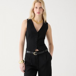 Women's J.Crew Slim-fit tuxedo Vest Black USA IKLVZWJ75