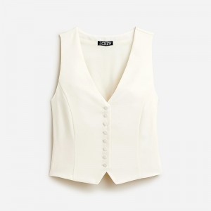 Women's J.Crew Slim-fit tuxedo Vest Ivory USA KXEBMAJ12