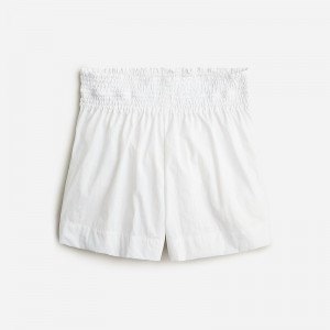 Women's J.Crew Smocked beach Shorts White USA QIKGOAH53