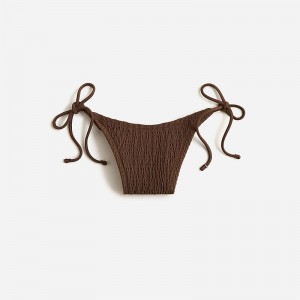 Women's J.Crew Smocked string Bikini Bottom Dark Fudge USA PGLXSBE97