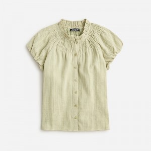 Women's J.Crew Smocked-neck Tops Pale Surplus USA BKCXOFS85