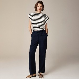 Women's J.Crew Soleil Pants Navy USA NRXJKVO61