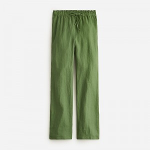 Women's J.Crew Soleil striped linen Pants Utility Green USA OHAGJKS50