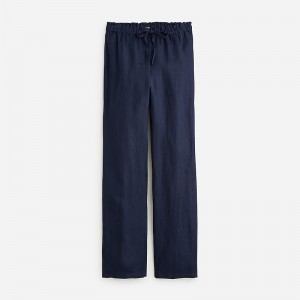 Women's J.Crew Soleil striped linen Pants Navy USA QBMSOID05