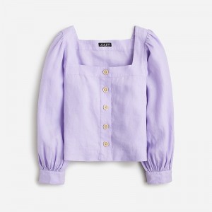 Women's J.Crew Squareneck button-up Tops Lavender Jade USA LHMTCGK13