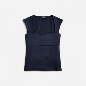 Women's J.Crew Squareneck cap-sleeve Tank Tops Navy USA XAQHFND07