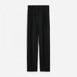 Women's J.Crew Tapered essential drapey viscose Pants Black USA XHDJPYS73