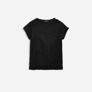 Women's J.Crew Textured sweater T-shirts Black USA VLIFWQC61