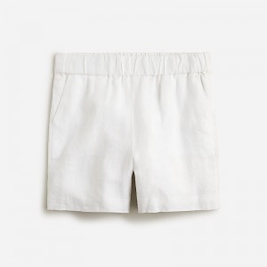 Women's J.Crew Tropez striped linen Shorts White USA IFKEXWH71