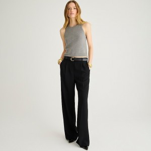 Women's J.Crew Wide-leg essential Pants Black USA KCHEVIW23