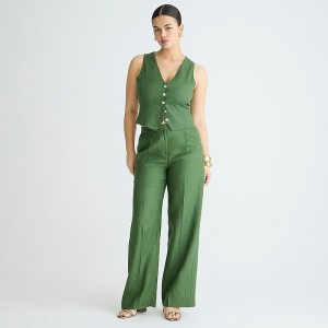 Women's J.Crew Wide-leg essential Pants Green USA VFTNURH32