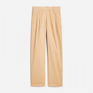 Women's J.Crew Wide-leg essential Pants Khaki USA YBGVMKI27