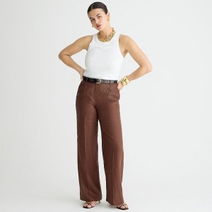 Women's J.Crew Wide-leg essential Pants Roasted Cocoa USA WOIULNP34