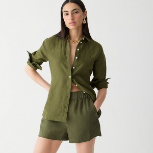 Women's J.Crew Wren slim Shirts Olive USA EUBRCHY08