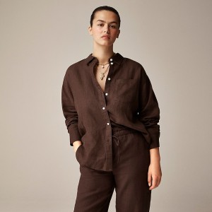 Women's J.Crew Étienne oversized Shirts Deep Chocolate USA DICLVKW34