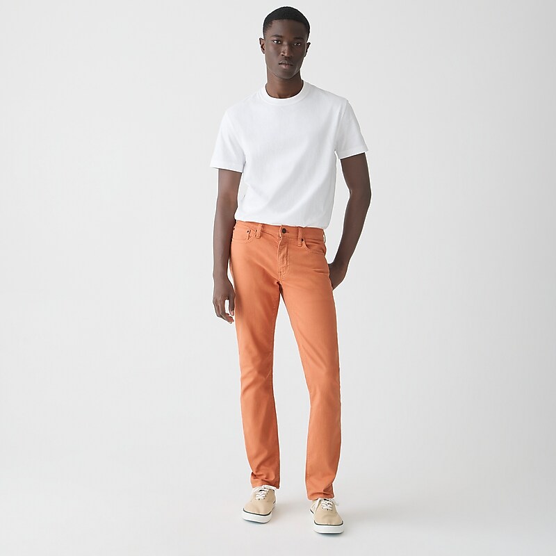 Men's J.Crew 484 Slim-fit garment-dyed five-pocket Pants Dusty Orange USA HPBTMZD52