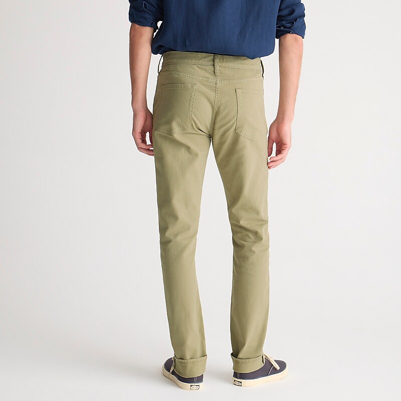 Men's J.Crew 484 Slim-fit garment-dyed five-pocket Pants Military Green USA JXELGFM84