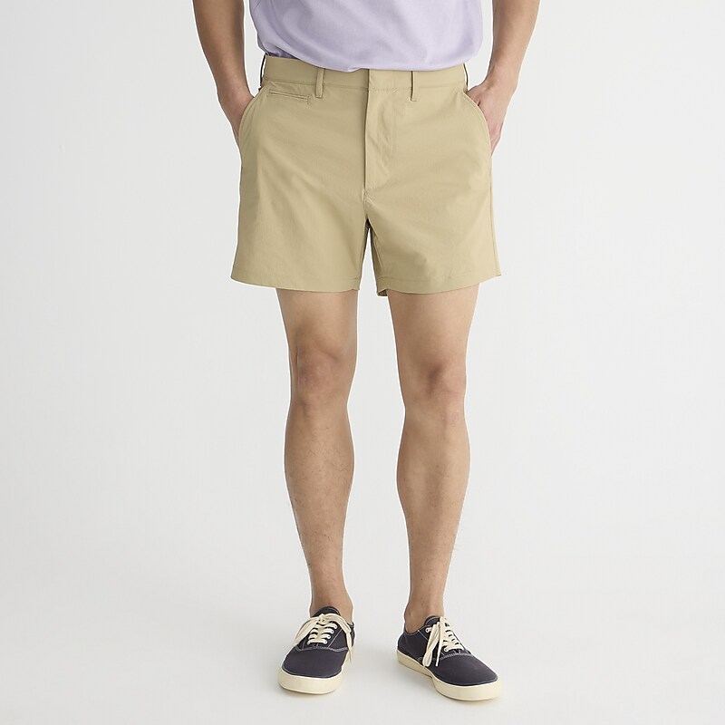 Men\'s J.Crew 5\'\' tech Shorts Khaki USA MRDYUPA13