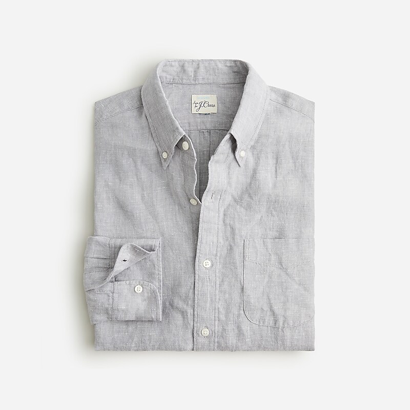 Men\'s J.Crew Baird McNutt Irish linen Shirts Pebbel Grey USA YCFZRXH89