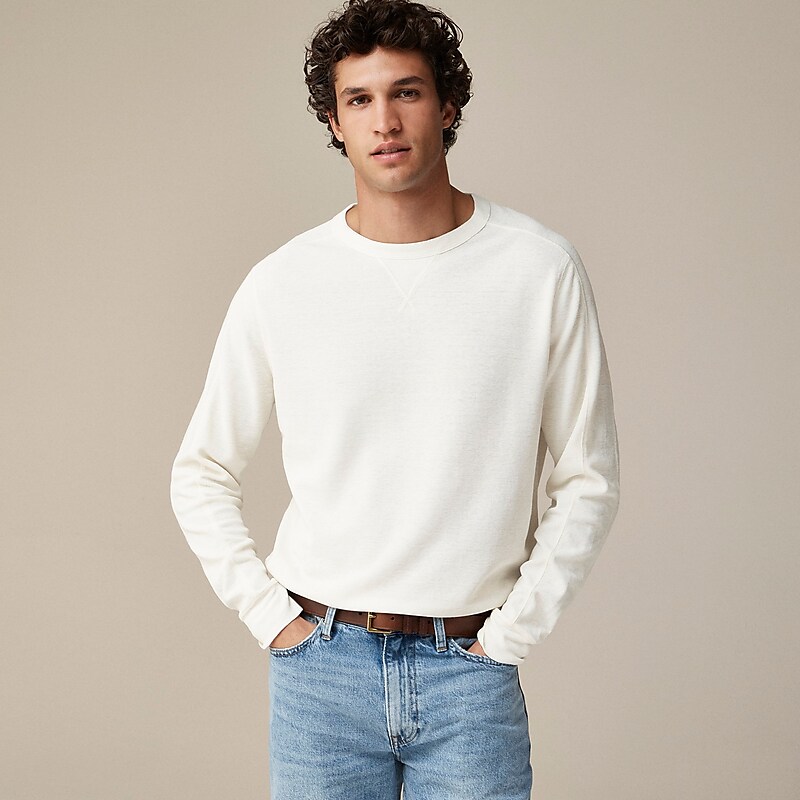 Men\'s J.Crew Beach thermal crewneck Sweaters Classic Ivory USA RFLCGNA95