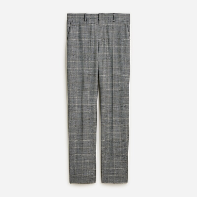 Men\'s J.Crew Bowery dress stretch wool blend Pants Grey Khaki Windowpane USA NODHQRG09