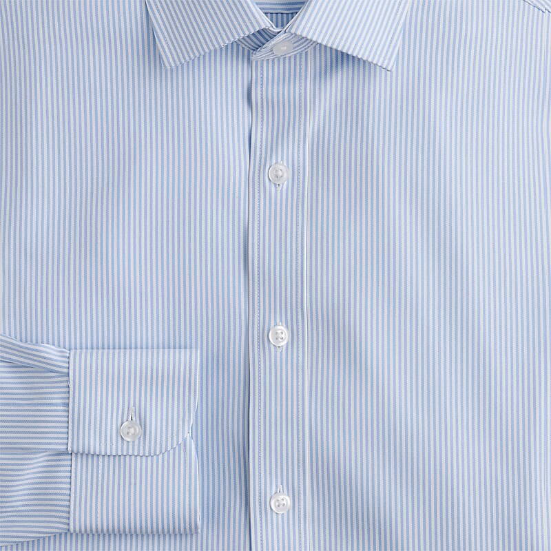 Men's J.Crew Bowery performance stretch with spread collar Dress Shirts Bengal Stripe Blue Whit USA QKCBOLS21