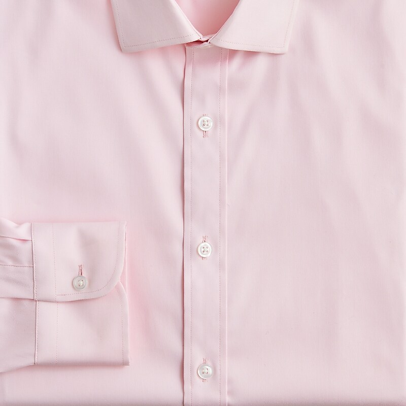 Men's J.Crew Bowery performance stretch with spread collar Dress Shirts Pink Twill USA ATSQRDP84