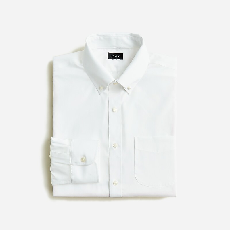 Men\'s J.Crew Bowery wrinkle-free with button-down collar Dress Shirts White USA KRYQFDV85