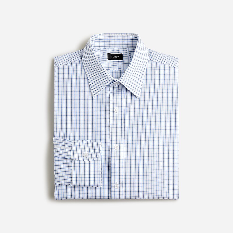 Men\'s J.Crew Bowery wrinkle-free with point collar Dress Shirts Sam Stripe White Blue USA RMCQYJI80