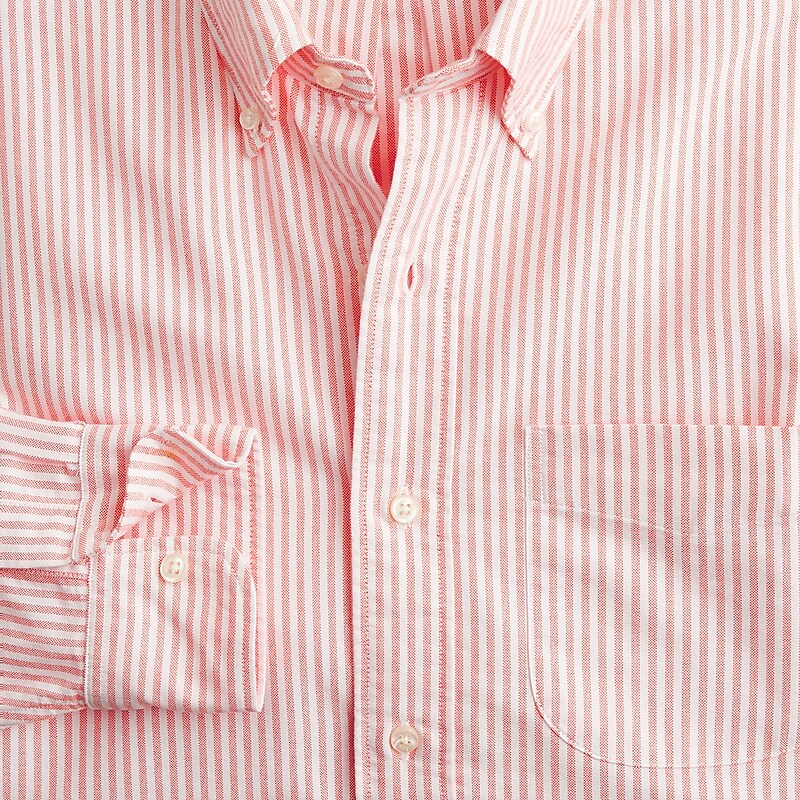 Men's J.Crew Broken-in organic cotton oxford Shirts Zoli Stripe Orange Whit USA PMUVXWS64