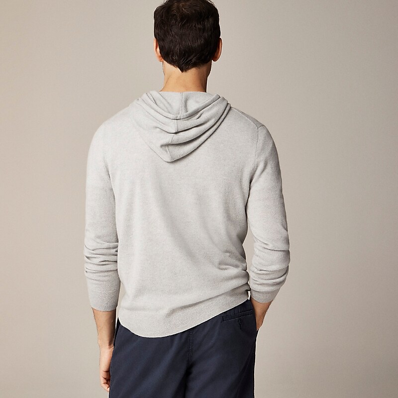 Men's J.Crew Cashmere Hoodie Hthr Grey USA PRZKGXW08