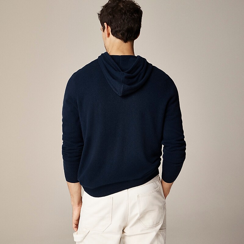 Men's J.Crew Cashmere Hoodie Navy USA KJFMRDU25